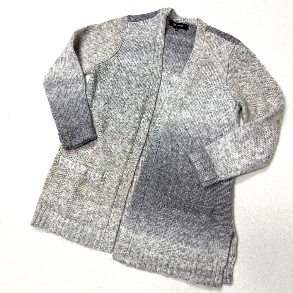 Chloe + Jasmine Gray and Tan Open Front Seater Cardigan - Sz M